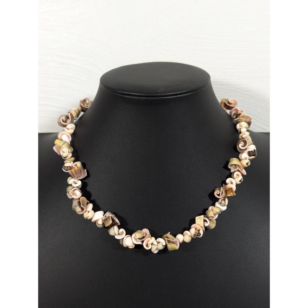 Y2K Beach‎ Coastal Spiral Sea Shell Necklace Boho 18 in